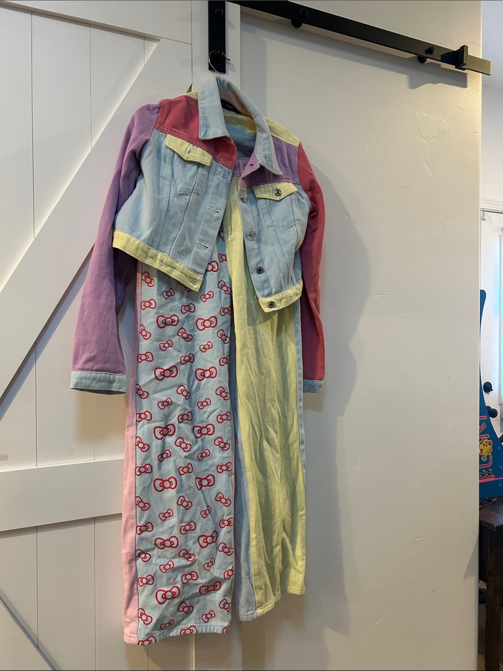 Hello Kitty Pastel Yellow Denim Jacket size s and Pants size xs
